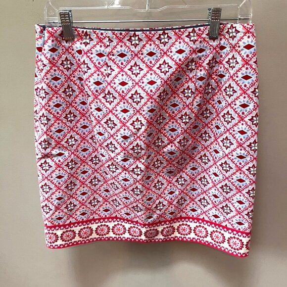 Talbots‎ Multicolor Geometric Print Skirt Women's 4 Cotton/Spandex/Polyester - Picture 1 of 5